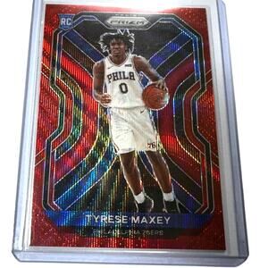 2020-21 Panini Prizm Tyrese Maxey Red Wave Prizm Rookie Card